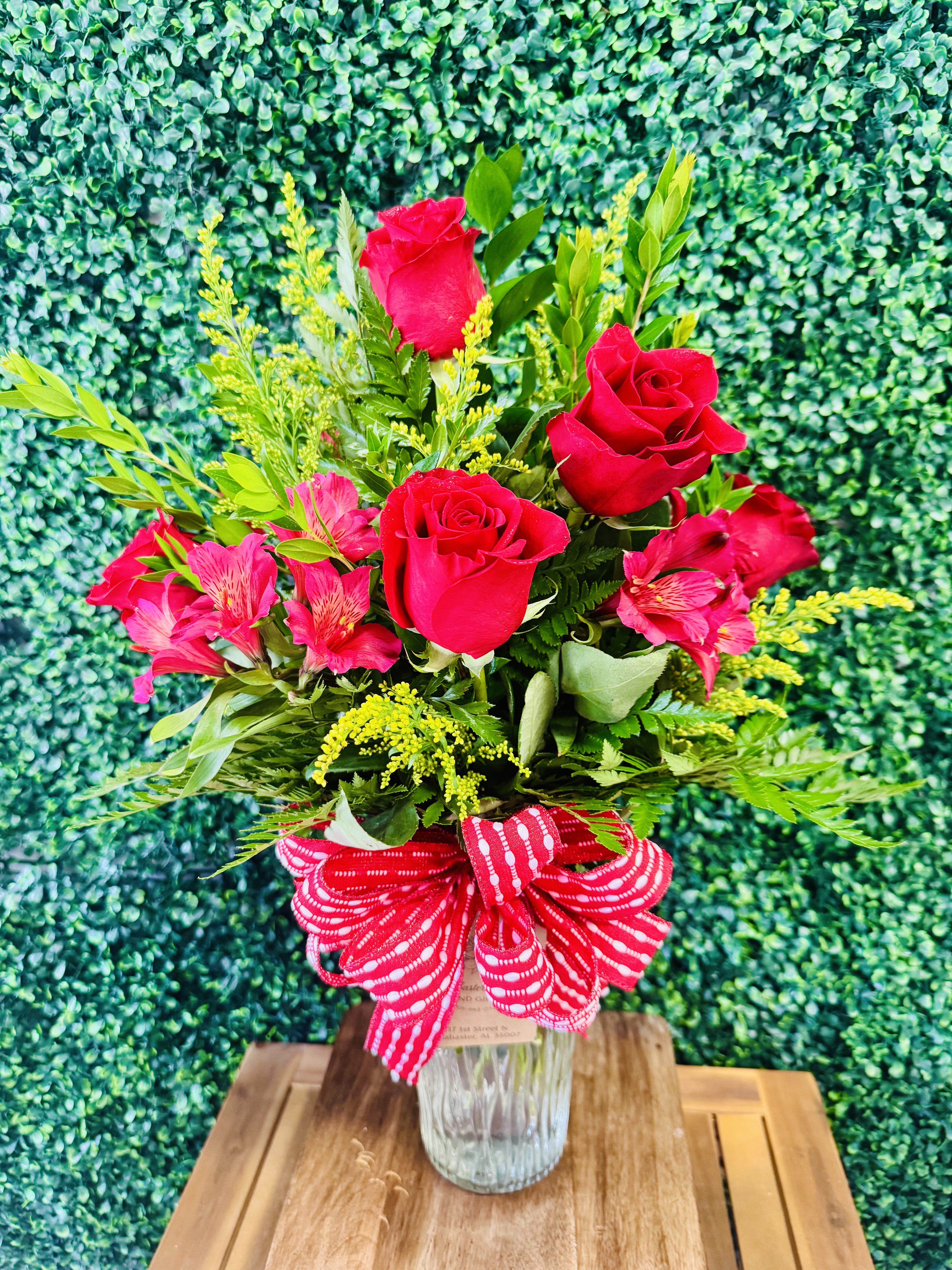 Half Dozen Roses with mixed Filler