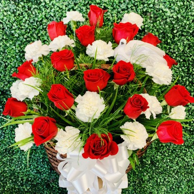 18 Roses and Carnations Basket