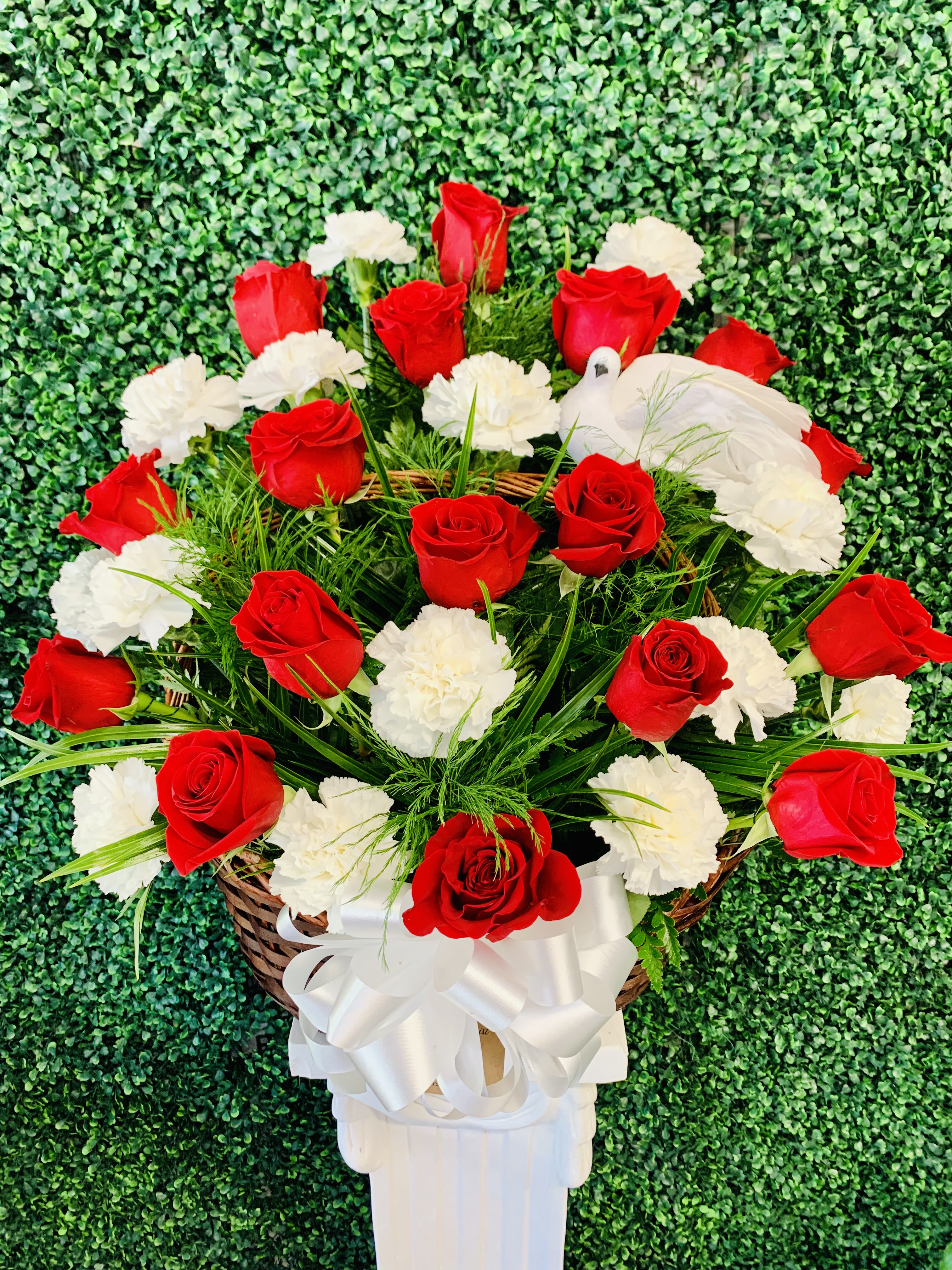 18 Roses and Carnations Basket