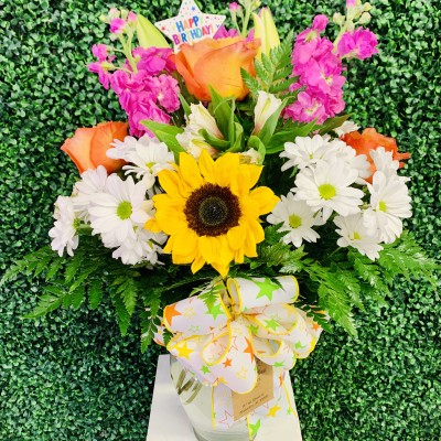 Rose and Sunflower Birthday Arrangement