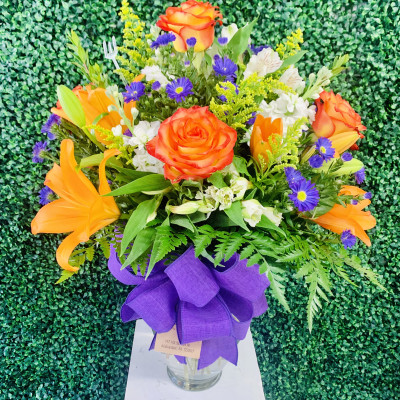 Orange Lilies and Roses