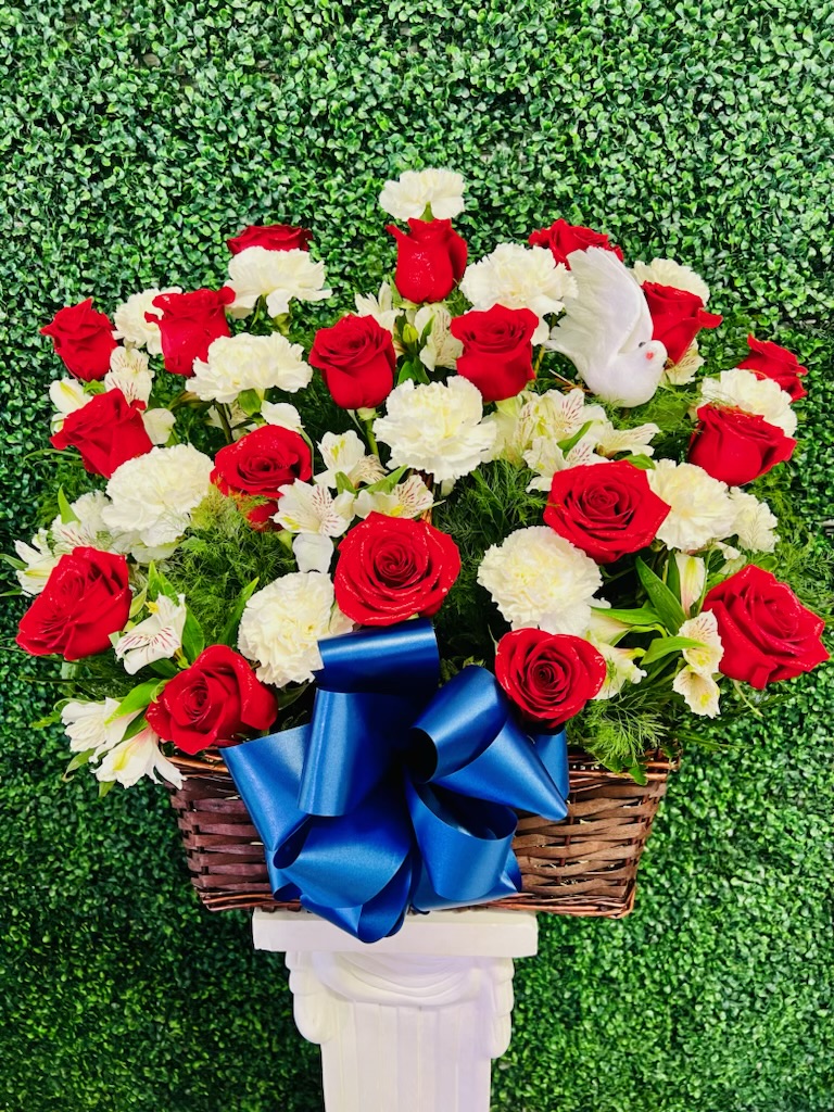 Rose and Carnation Basket Arrangement