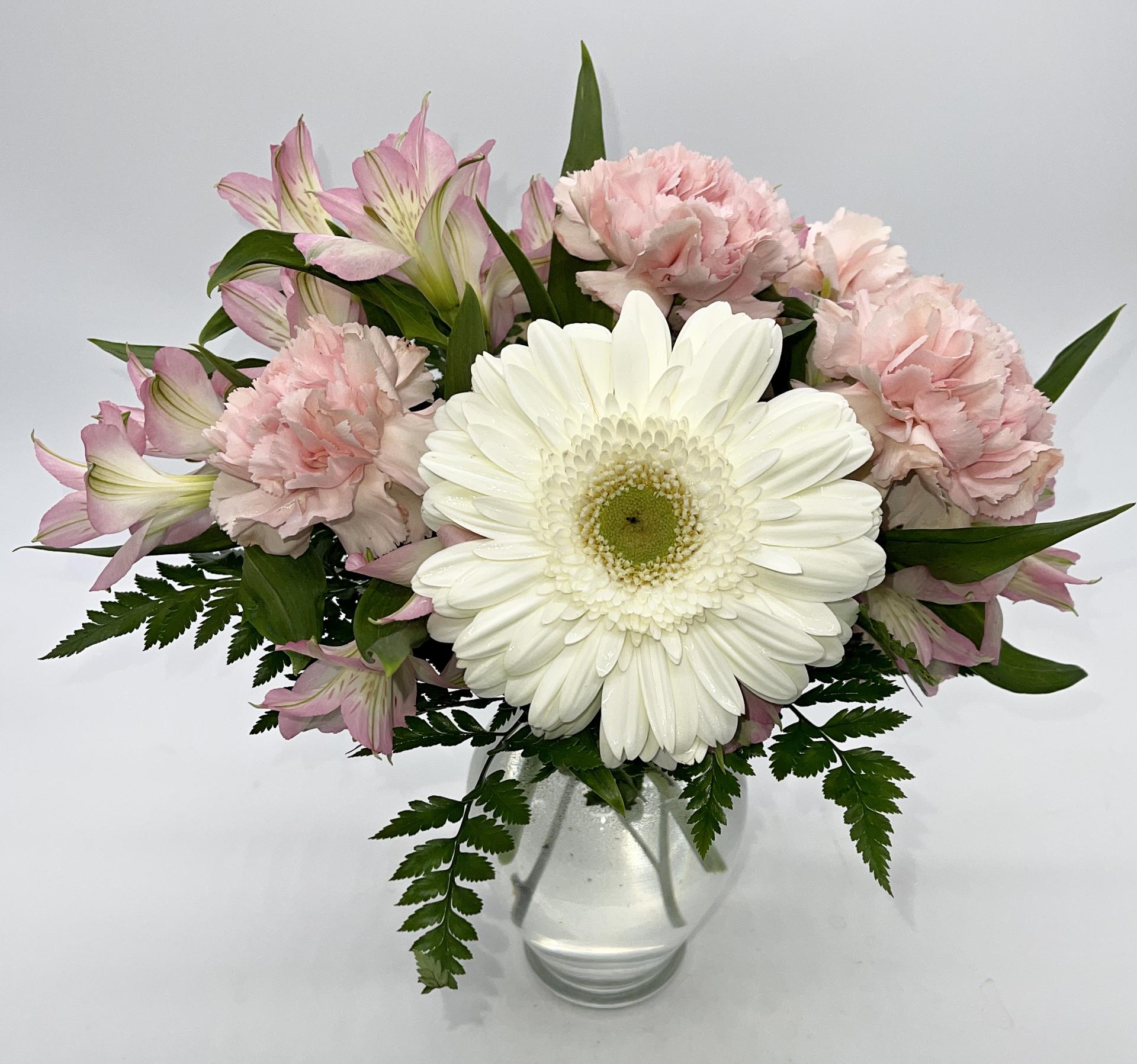 Pink carnation, Gerbera and Alstro