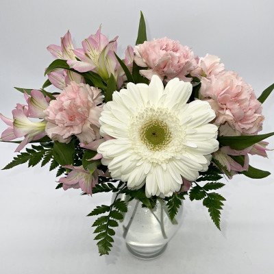 Pink carnation, Gerbera and Alstro