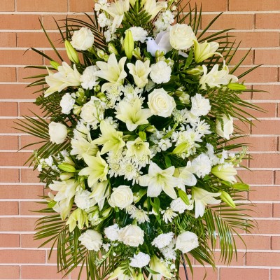 White Lily and Rose Standing Spray