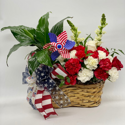 Peace Lily, Rose And Carnations Basket