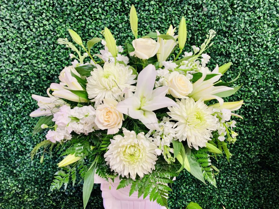 All White Basket — Alabaster Florist