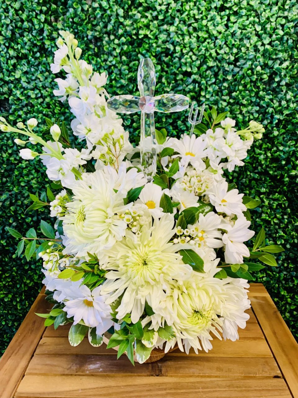Crystal Cross Arrangement — Alabaster Florist