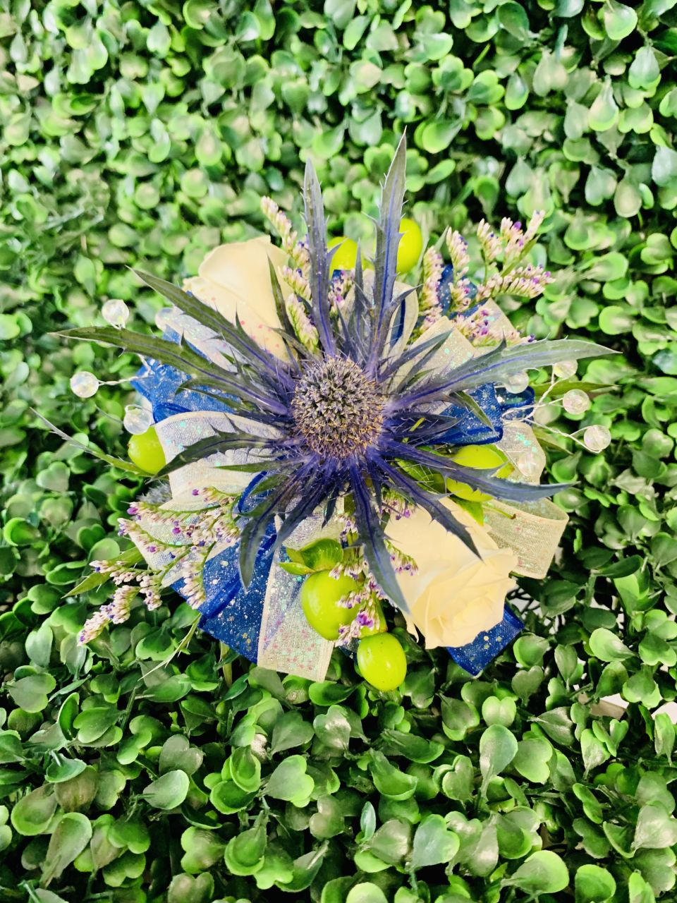 Thistle and Spray Rose Corsage — Alabaster Florist